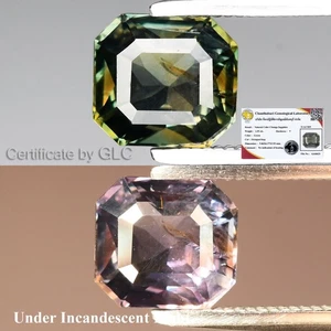 π Zaffiro CERTIFICATO GLC 1,55ct ottagonale cambio colore naturale - non riscaldato, gemma - Foto 1 di 7