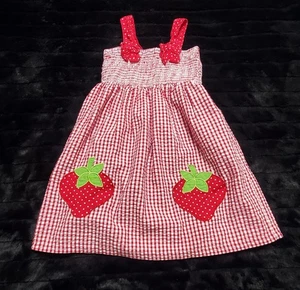 Vintage Emily Rose Gingham Erdbeere Kleid Größe 5 Mädchen Sommerkleid - Bild 1 von 15