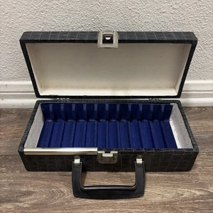 Custodia rigida porta cassette vintage Lebo vinile nero (capacità 12 cassette) - Foto 1 di 14