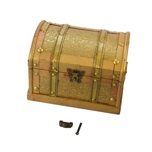Wooden Pirate Treasure Chest Box Gem Jewelry Trinket Keepsake Storage Organizer - Picture 1 of 10