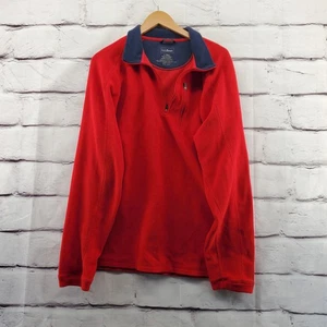LL BEAN Jacket Mens Large Tall 1/4 Zip Fleece Long Sleeve Red Zip Pocket - Picture 1 of 9