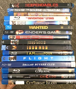 16 Blu ray of lot Action Bourne Iron Man Expendables Wanted Ender's Game NM - Picture 1 of 3