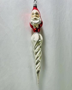 Christopher Radko St Nickcicle Santa Twisted Icicle Glass Christmas Ornament - Picture 1 of 6