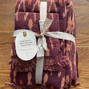 Threshold 6pc Bath Towel + Hand Towel + Washcloths Maroon Target 100% Cotton Set - Picture 1 of 3