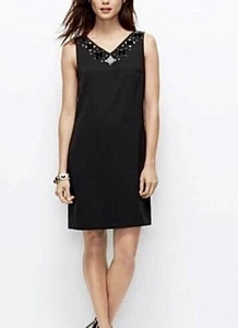Ann Taylor Women Black Bead & Rhinestone Embellished Open Back Dress size 14 - Picture 1 of 15