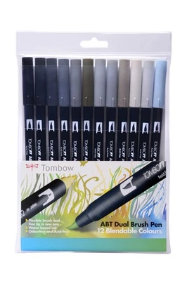 Tombow ABT Dual Brush Pen - Grey Colours (Pack of 12) - Image 1 of 3