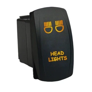 HEAD LIGHTS 635O Rocker switch amber ON/OFF waterproof SPST marine - Picture 1 of 7