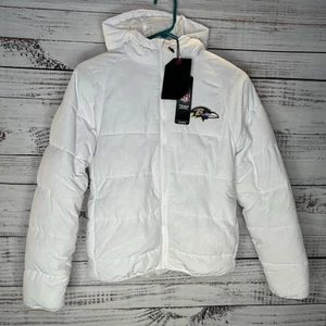 New Antigua Baltimore Ravens Universe Full-Zip Puffer Jacket White Women’s XS - Picture 1 of 8