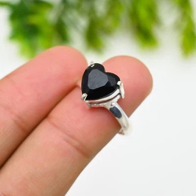 Black Onyx Gemstone 925 Sterling Silver Ring Handmade Jewelry Ring For Gift - Image 1 of 4