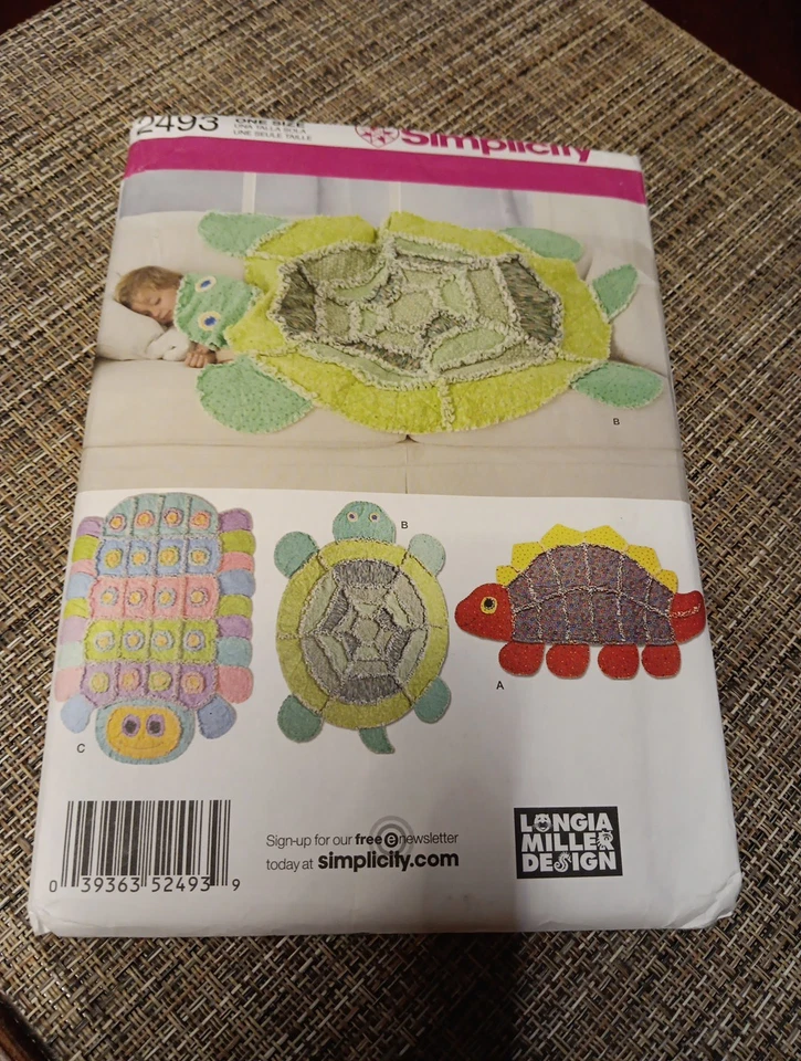 Simplicity #2493 By Longia Miller Turtle Caterpillar Dinosaur Rag Quilt *Read*UC - Image 1 of 4