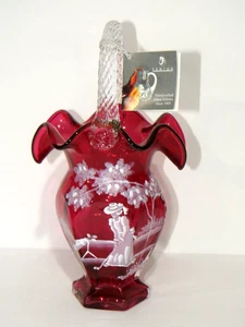 Fenton Cranberry Mary Gregory Korb "Vintage Stroke" #322/2350 - Bild 1 von 8