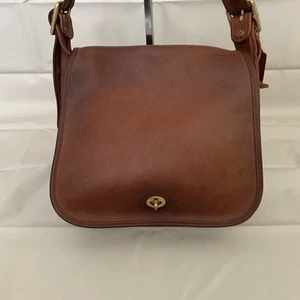 Vintage Y2K Coach 9525 Stewardess Brown Leather Flap Shoulder Crossbody Bag Good - Picture 1 of 19