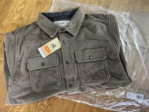 NEW Mossy Oak Legendary Whitetails Brown Twill Fleece Shirt Large Elbow Patches - Picture 1 of 6