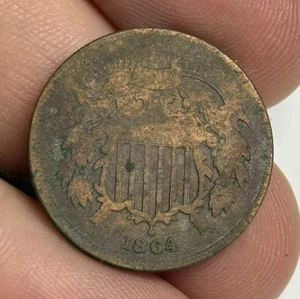 1864 Two Cent Piece (cleaned), 2c U.S. Type Coin - Picture 1 of 2