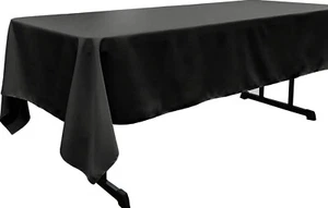 BLACK - Polyester Poplin Washable Rectangular Tablecloth, Wrinkle Resistant - Picture 1 of 1