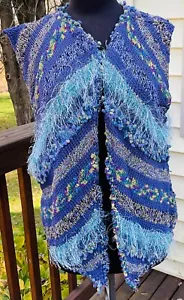 Lucci Yarns Women’s Jazzy Diagonal Vest Sz Lg Hand Knits By Nancy DesignerSample - Picture 1 of 6