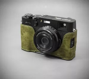 LIM'S Handgefertigte Echtleder Kamera Halb Tasche für FUJIFILM X100VI Olivgrün - Bild 1 von 9