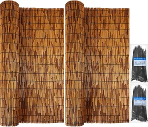 2 Pcs Natural Reed Bamboo Fencing Roll, Bamboo Privacy Screen 3.3 Feet High X 13 - Picture 1 of 7