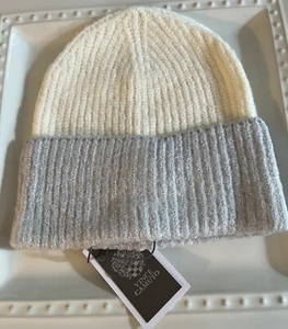 Vince Camuto ivory/blue cuff womens beanie one size New With Tags - Picture 1 of 3
