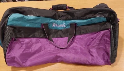 Bolso de Viaje de Colección Años 90 Spalding Bolsa de Gimnasio de Lona con Bolsillos Púrpura Verde azulado 20" Foto 1 de 4