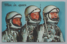 Postcard NASA Mercury Astronauts Grissom Glenn Shepard Men in Space 1963 C577