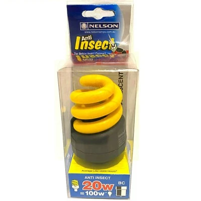 2 X Nelson CFL Anti Insect Lamp Light Globe Bayonet B22 20W 6000H MELSBUG20BC - Image 1 of 4