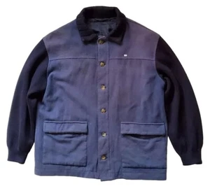 Vintage LACOSTE Jacket Field Coat Mens XL Blue Fleece Knit Cashmere Wool - Picture 1 of 13