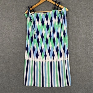 Leona Edmiston Dress Womens 1 / 8 Blue White Shift Cocktail Evening Formal Z44 - Picture 1 of 12