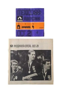 Juegos Olímpicos 1968 México NATACIÓN Programa Oficial + Boleto 21 de Octubre M. Spitz Plata - Imagen 1 de 24