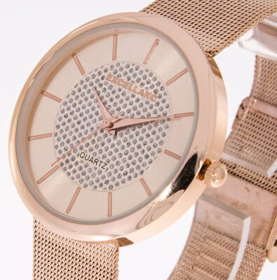 Damenuhr Excellanc Farbe rose gold mit Milannaiseband Meshband 42mm Durchmesser - Bild 1 von 2