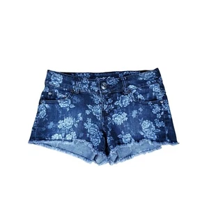 Celebrity Pink Denim Shorts 3 Womens/Juniors Dark Wash Floral Print Raw Hem - Picture 1 of 5