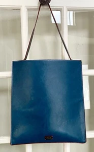 FRANCES VALENTINE NY Bolso de Hombro de Cuero Bolso Cartera Azul/Blanco Rojo Borde Nuevo con Etiquetas - Imagen 1 de 11