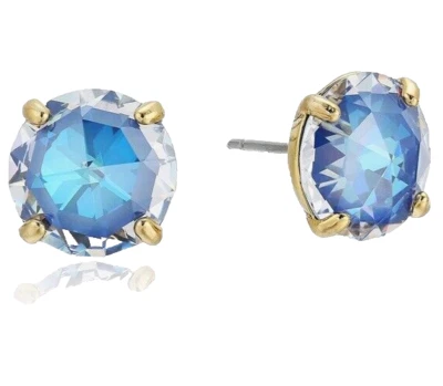 Brincos Kate Spade Bright Ideas ouro amarelo com cristais azuis de aço + caixa - Imagem 1 de 3