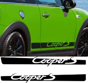 R53 MINI Cooper S MCS Falda Lateral Puerta Carreras Rayas Vinilo Pegatinas Negro - Imagen 1 de 5