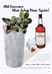 1950 OLD FORESTER Kentucky Whisky Mint Julep DECORATIVE REPLICA METAL SIGN - Picture 1 of 1