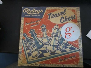Ridley's Travel Wooden Chess Game Set in Circular Wooden Box New - Sealed - Picture 1 of 7
