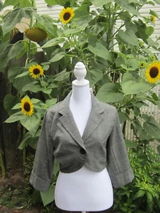 NWT Women Juniors Gray Silver Cropped Bolero Jacket Size Large Fits like Small - Picture 1 of 5