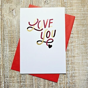 Tarjeta de San Valentín American Greetings 5X7 rojo dorado rosa corazones te amo - Imagen 1 de 8
