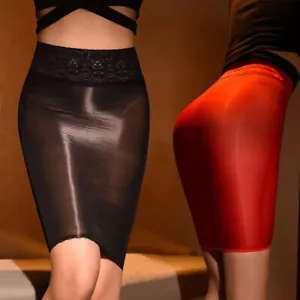 Mujer Nailon Transparente Brillante Vestido con Cordones Mini Falda Tubo Lencería ceñido al cuerpo Prendas para club nocturno - Imagen 1 de 17