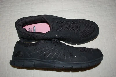 ZAPATOS DE TENIS DEPORTIVOS NEGROS SÓLIDOS PARA MUJER Cordones elásticos TRANSPIRABLES Mem Foam TALLA 6 Foto 1 de 4