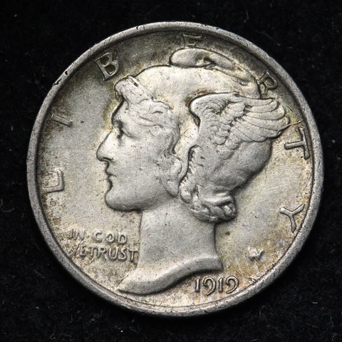 1919 DIE CRACK Mercury Silver Dime CHOICE AU E194 TNS Cover