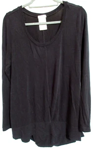 Matty M Womens Black Modal/Spandex Long Sleeve Round Neck Top SZ Large EUC - Picture 1 of 4
