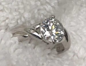 Sterling Silber runder Brillant Solitär Wirbel niedrige Fassung - Bild 1 von 9