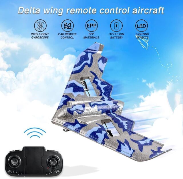 Avião de controle remoto RC Avião de 2,4 GHZ 2 canais Epp Foam Rc Aeronave  com equilíbrio automático, brinquedo de controle remoto faça-você-mesmo,  fácil de voar para crianças iniciantes e adultos 