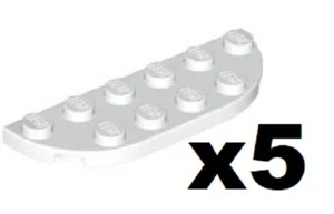 🧱 LEGO 5 New White Plate Round Corner 2 x 6 Stud Piece Part 18980 WH02 - Picture 1 of 2