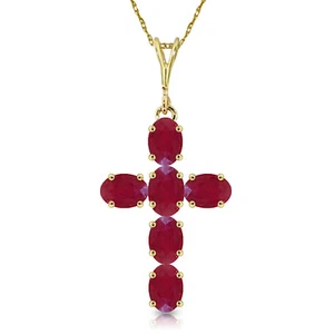 1.5 CTW 14K Solid gold fine Cross Necklace 16-24" genuine Ruby - Picture 1 of 6