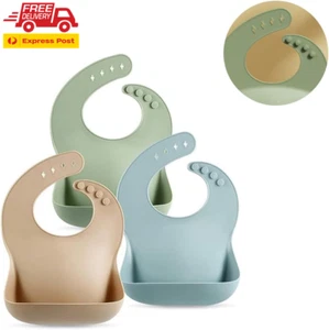 3PCS Lightweight Silicone Baby Bibs for Babies & Toddlers, Waterproof Baby Feedi - Picture 1 of 9