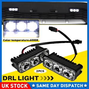 2Pcs 3 LED Super White High Power Car DRL Daytime Running Lights Fog Lamps 3.5" - Picture 1 of 10