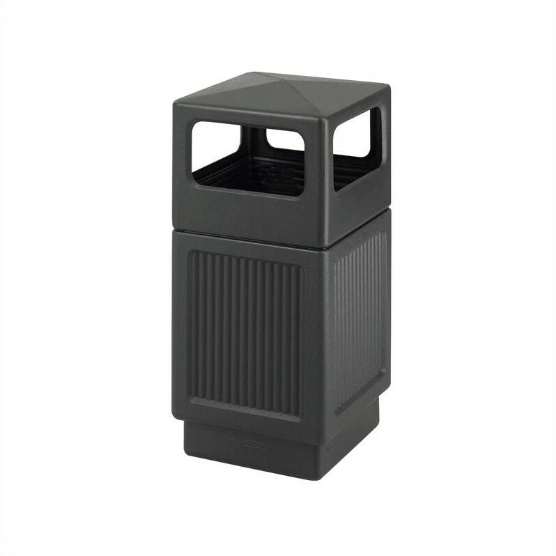 Safco Canmeleon Side-open Receptacle Square Polyethylene 38gal Black 9476BL