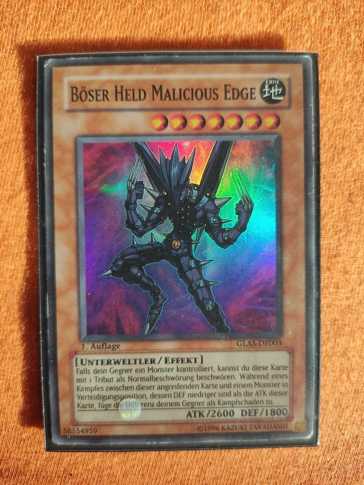 Yu-Gi-Oh! Karte, Böser Held Malicious Edge, GLAS-DE003, 1. Aufl.,Deutsch, EX - Bild 1 von 1